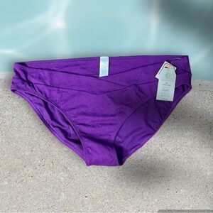 Time and Tru Women’s Textured Mid Rise Bikini Swim Bottoms Sz 3X 24W-26W Purple